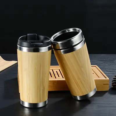 Bamboo Coffee Cup Reusable Thermal Water Mug For Cold Or Hot Drinks Eco-Friendly • $10.65