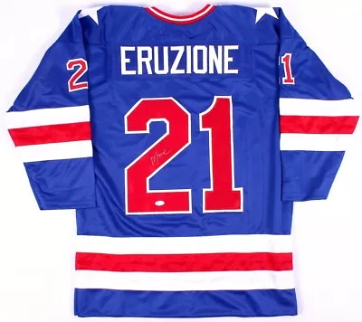 Mike Eruzione Signed Team USA  Miracle On Ice  Jersey (JSA COA) Team Captain • $139.95