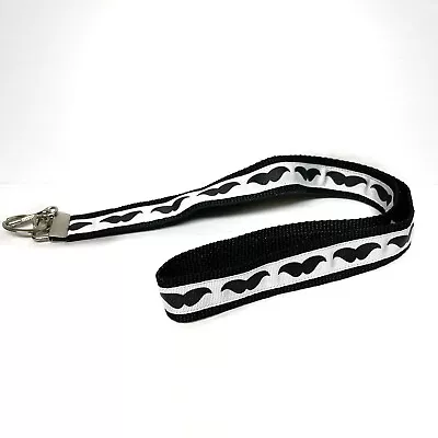 Black & White Mustache Print Ribbon Lanyard • $5.99