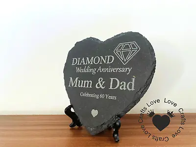 £10.89 • Buy  60th Diamond Wedding Anniversary Personalised Slate Heart