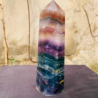 1031g Natural Colored Fluorite Obelisk Quartz Crystal Energy Column Healing • $5.50