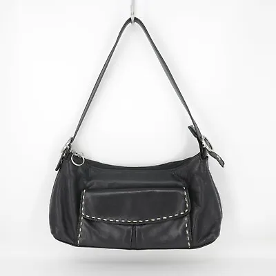 $14.48 • Buy Sigrid Olsen Handbag Women Small Black Leather Topstitch Purse Shoulder Bag