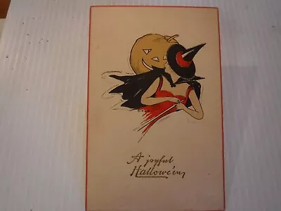 Antique H L Woehler Halloween Postcard Germany (hand Embossed) Witch Red Border • $20.50