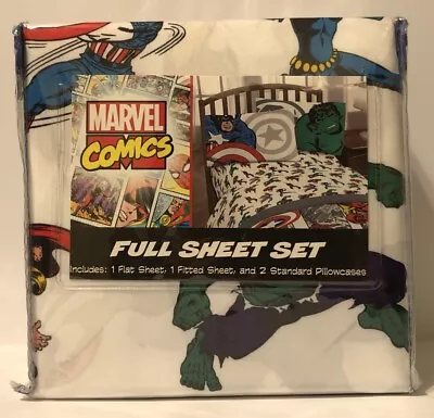 Marvel Comics Kids Full Bed Sheet Set Avengers Hulk Spider Man Brand New • $29.99