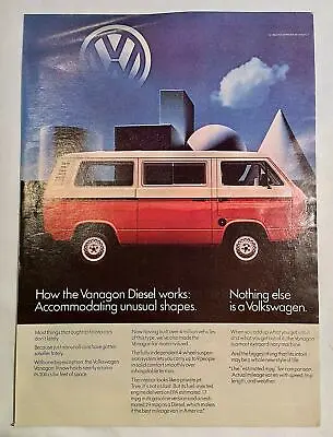 Vintage Original Print Ad 1982 Volkswagen Vanagon Diesel Van   PA-144 • $9.99