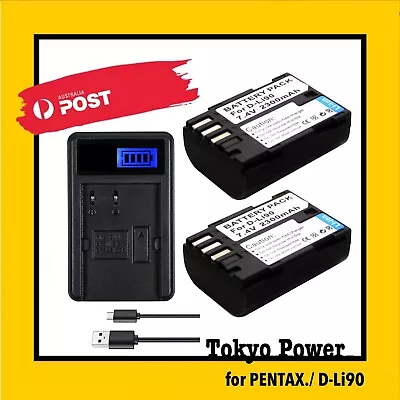 2x 2300mAh Battery + USB Charger For Pentax D-LI90645D 645Z K-01 K-1 • $58.90