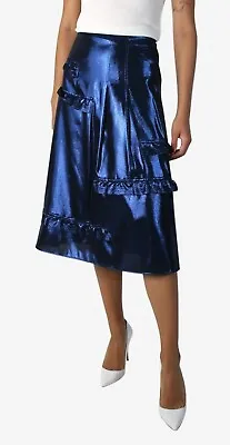 £99.99 • Buy Burberry Blue Shiny Skirt With Ruffle Detail  Size UK 8 Never Worn Rrp Over £200