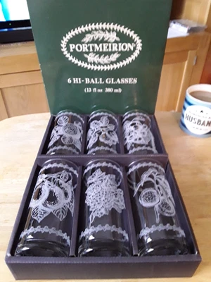 £39.99 • Buy Portmeirion POMONA Set Of Six Hi-Ball Glasses Boxed Very Rare