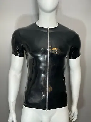 Rubber Latex Crew Neck Zip Front T-Shirt Short Sleeve • £59.95