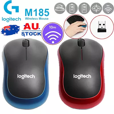 $5.63 • Buy Logitech M185 Wireless Optical Mouse + USB Receiver Fit Compact PC Laptop Mouse