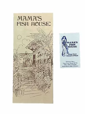 Vintage 1988 Mama’s Fish House Menu & Business Card Maui Hawaii • $20