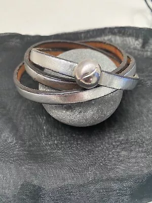 Bracelets For Women . Leather Wrap Silver Leather  Silver  Magnetic Clasp   • £19