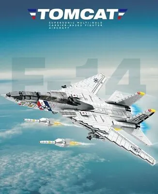 Building Blocks Set MOC Military F14 Fighter Aircraft Bricks Kids Toys DIY Model • $153.99