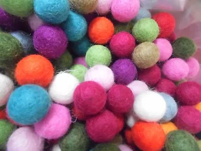 2cm Handmade Wool Felt Balls  50 Pack Mixed ColoursPost Free • £6.99