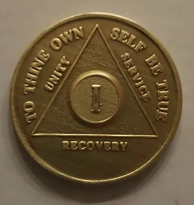 1 Year Alcoholics Anonymous AA Bronze Medallion Coin Sobriety Chip One • $4.99
