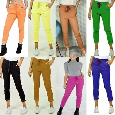Womens Lagenlook Italian Magic Pants Ladies Casual Stretch Jogger Style Trousers • £17.99