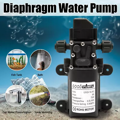 12V WATER PRESSURE DIAPHRAGM PUMP - HIGH Pressure 130PSI 6L/MIN -Caravan/Boat/RV • £21.60