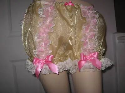 Nude Nylon  Frilly Bloomers  Lacy Sissy Knickers  Sheer Pants Feminine Lingerie • £29.50