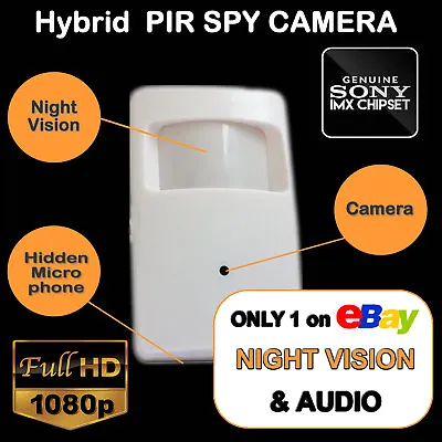 1080P Covert Hidden Spy PIR CCTV Camera HD Night V Audio Mic AHD TVI Analogue UK • £47.50