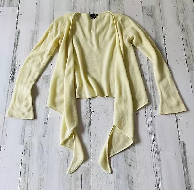 B. Chyll Cashmere Fuzzy Yellow Open Sweater Women's S Top Warm Bell Sleeve • $38.99