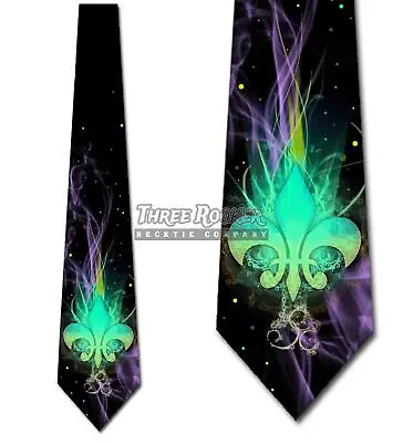 Fleur De Lis Ties Mens Mardi Gras Necktie Holiday Tie • $18.75