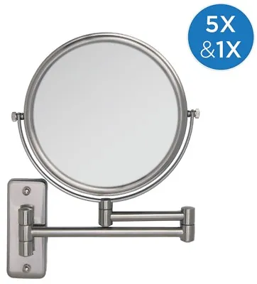 Zadro Two-Sided Dual-Arm Wall Mount Makeup Mirror 1X/5X OVW45 NEW • $49.99