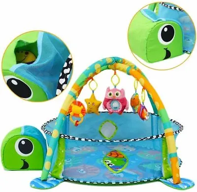 Kids 3 In 1 Turtle Baby Fitness Gym Activity Mat Ball & Toys Baby Play Mat   • £24.99