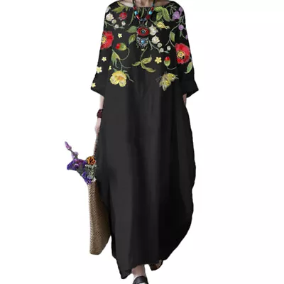 Ladies Long Dress 3/4 Sleeve Maxi Dresses Women Casual Floral Print Party • $31.56