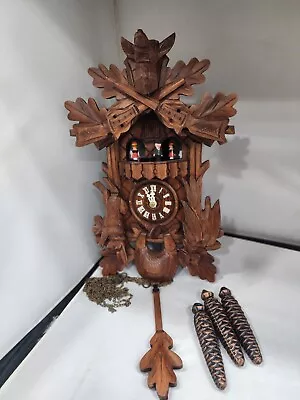 Edelweiss Musical Black Forest Hunter Cuckoo Clock 16  Tall • $149.99