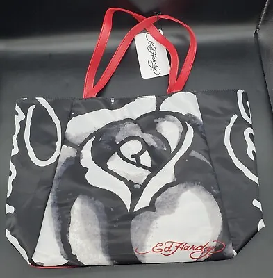 Ed Hardy Tote Bag With Rose Print Approx. 13  X 17  NWT B75 • $24.99