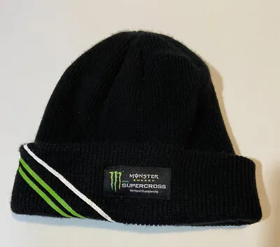 Monster Energy AMA Supercross Black Pull On Winter Beanie Hat Toque • $14.99