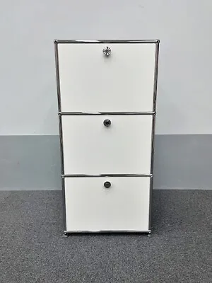 USM Haller Highboard 3 Compartments 3 Flaps Pure White 50 FT Width Files Shelf • £1644.28
