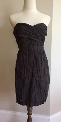 J Crew Gray Crinkled Metallic Cotton Taryn Strapless Party Cocktail Dress Size 0 • $26.60