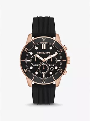 Michael Kors Oversized Cunningham Rose Gold-Tone And Silicone Watch • $100