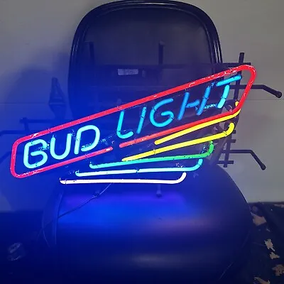 Rare Bud Light Beer Neon Multi-Color Bar Sign Wall Light 24 X 14 Lighted Tube • $149.99