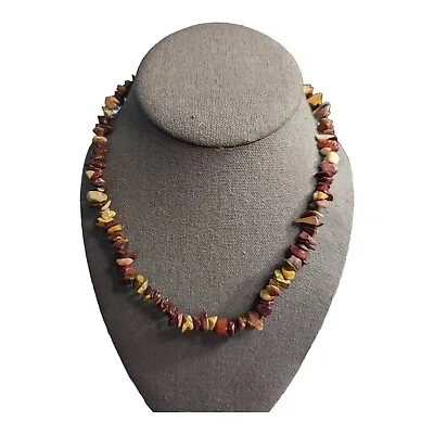 MOOKAITE JASPER Necklace Chip Beads Natural Gemstone Nuggets 17  Browns Greens • $23.99