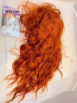 30  AISI Orange Hair Cosplay Wig Lace Synthetic Hair Fashion Wavy Copper Red • $24.95