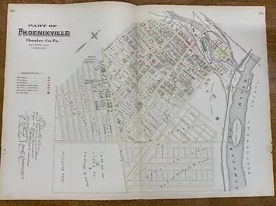 C. 1880 Map Of Phoenixville (Part 1) PA Hand-Colored 20 X 28” Double-Page • $24.95