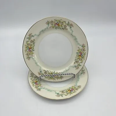 Vintage Meito China Bread Dessert Plates Hand Painted Yellow Floral Japan Set/2 • £13.30