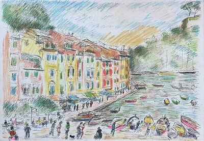 Paesaggio IN Riva To Lake Michele Cascella 47x66 Serigraph Art Italy Furniture • $391.46