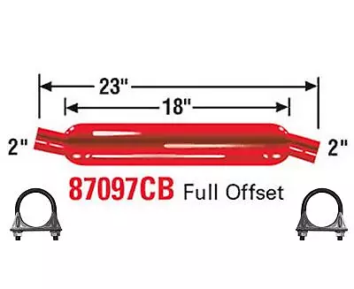 Cherry Bomb 87097CB Muffler 23 Inch OAL 18 In Body 2  Inlet 2  Outlet • $47