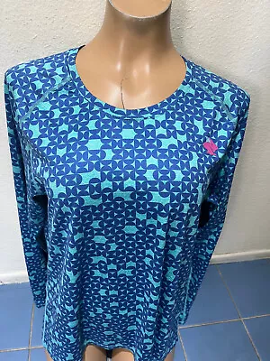 Rabbit Running Womens Size XL Blue Print Long Sleeve Top • $28