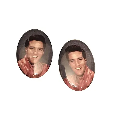 Vintage Elvis Presley Memorabilia Stud Oval Earrings Photo Small • $12.50