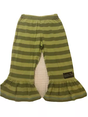 Matilda Jane You & Me Greenery Striped Knit Big Ruffles Pants HTF Size 2 • $25