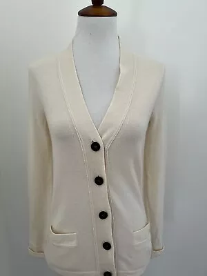 J. Crew 100% Cashmere Patch Pocket Cardigan Sweater Women's Size S / Cream • $24.95