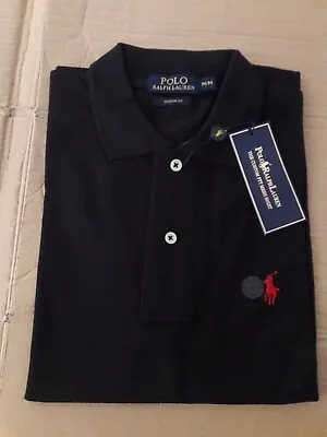 Ralph Lauren Polo Shirt Custom Fit  BLACK-MEDIUM  • £29.99