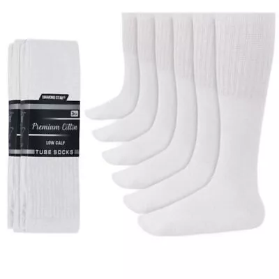 6-12-18 Pairs Men's White Tube Socks Over The Calf Sport Cotton Socks Big &Tall • $50.99