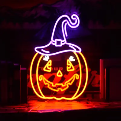 $88.99 • Buy 10 X15  Halloween Pumpkin Flex LED Neon Sign Night Light Party Décor M262