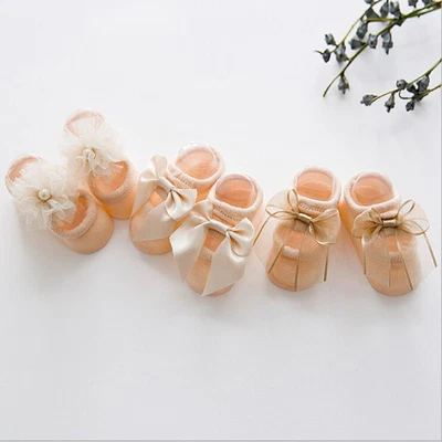 £3.35 • Buy Anti Trainer Socks Girls Lace Baby Non- Bow Tie Child