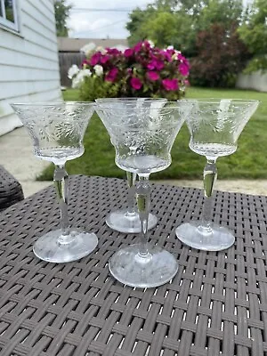 $30 • Buy Set/4 Vintage Elegant Stemware Morgantown Holiday Wedding Wine Glass Cocktail